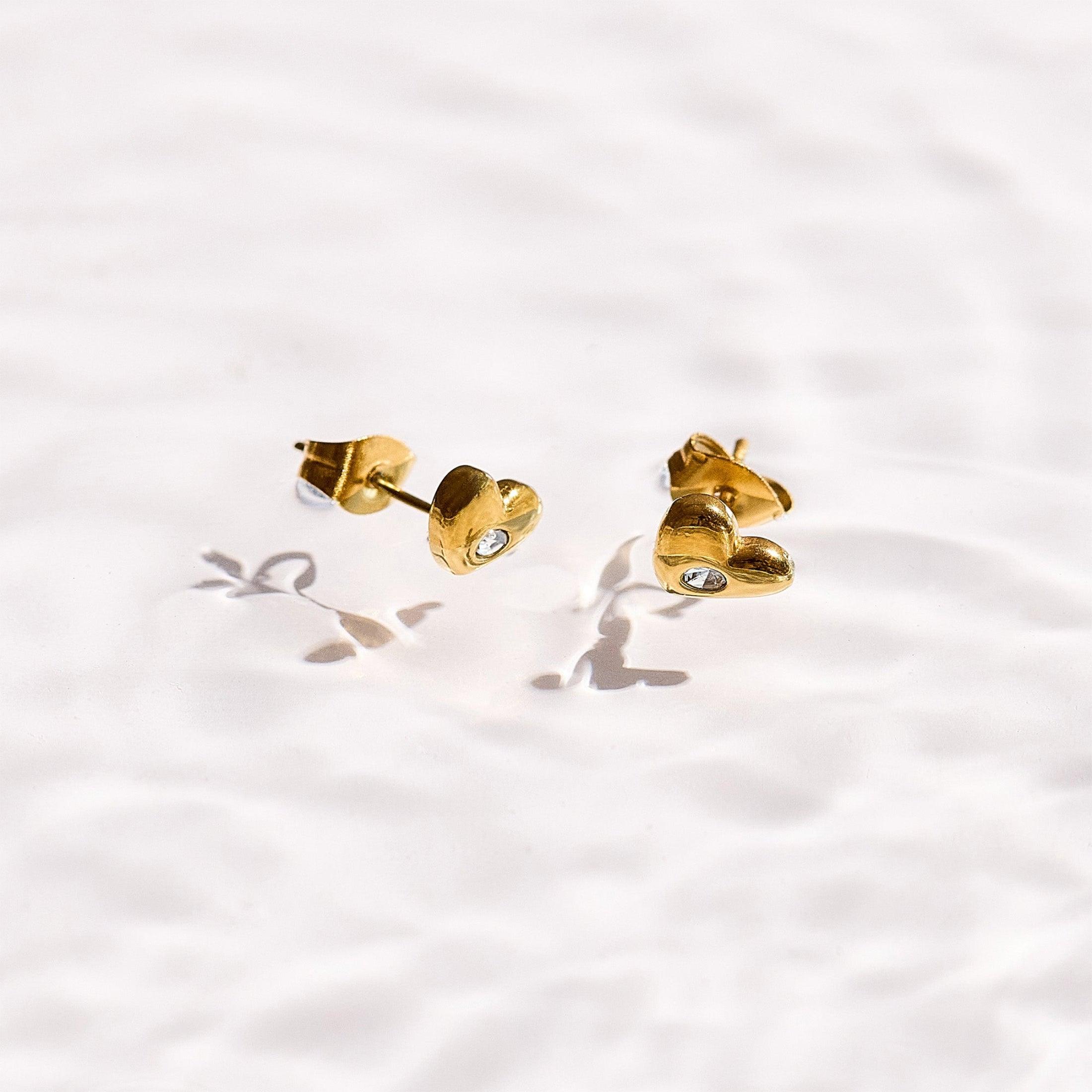 Crystal Heart Stud Earrings
