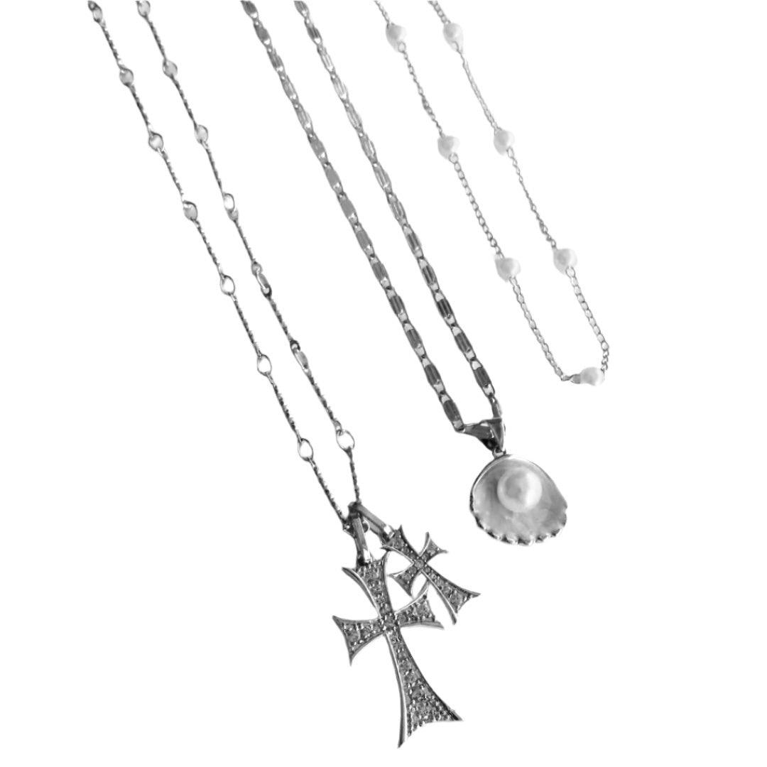 It Girl 3 Piece Necklace Bundle | Double Cross Me. Lover Girl & Meribella Necklace