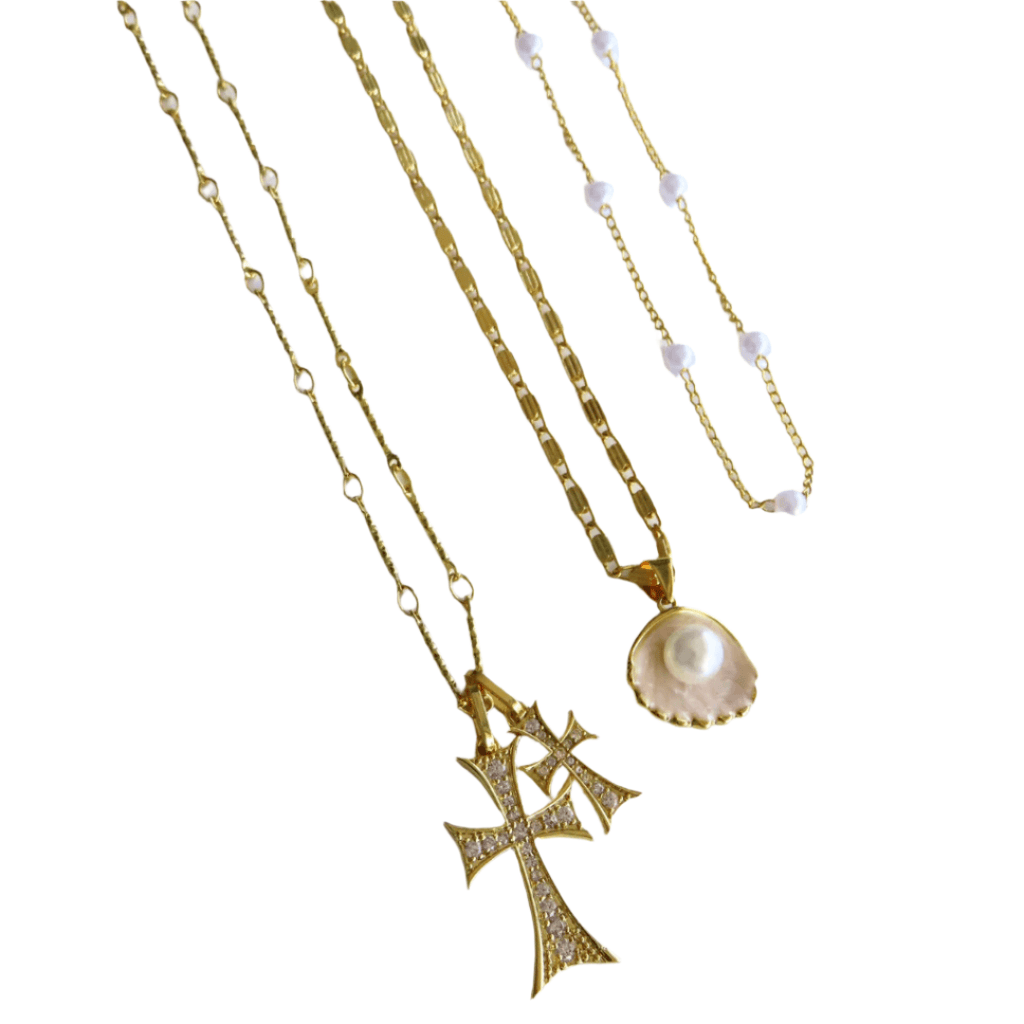 It Girl 3 Piece Necklace Bundle | Double Cross Me. Lover Girl & Meribella Necklace