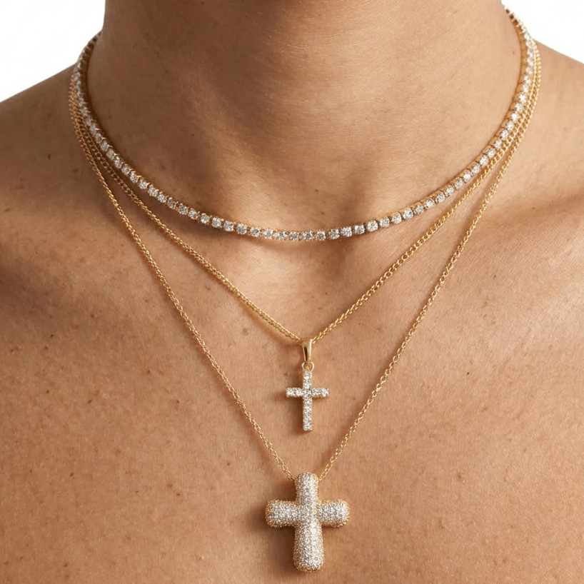 Bling Cross 3-Piece Necklace Bundle